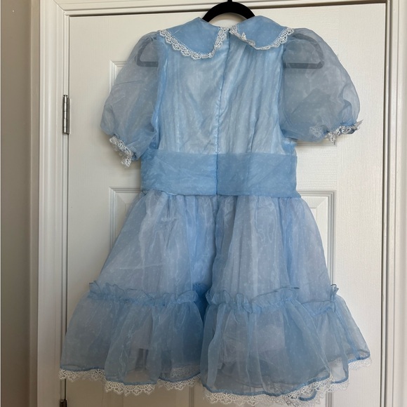 NWT Dolls Kill Blue and White lace with Pink Rose mini Dress - Picture 2 of 7